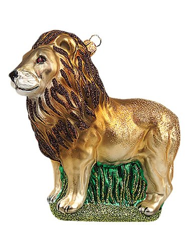 Lion Wildlife Polish Mouth Blown Glass Christmas Ornament
