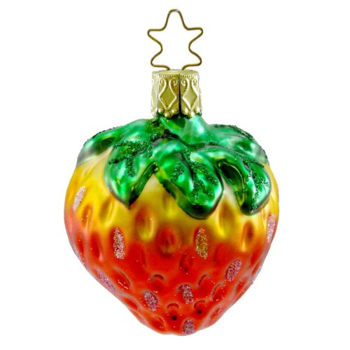 Inge Glas FARMERS MARKET Blown Glass Ornament Fruit 123808 STRAWBERRY