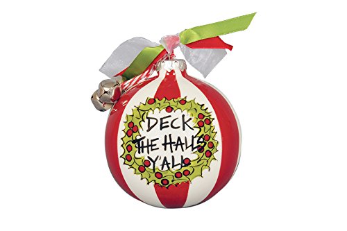 Striped “Deck The Halls Y’all” Hanging Christmast Ornament with Jingle bells