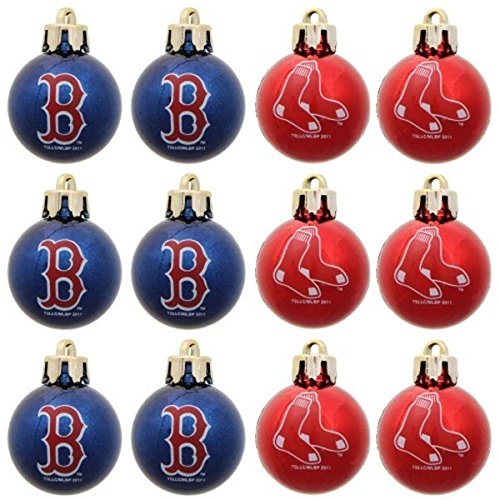 Boston Red Sox MLB 1.18 12 Pack Mini Christmas Ornament Set BoSox Topperscot
