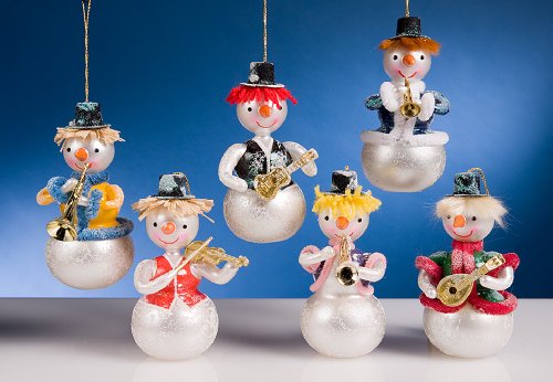 De Carlini Snowmen Orchestra Italian Glass Christmas Ornaments