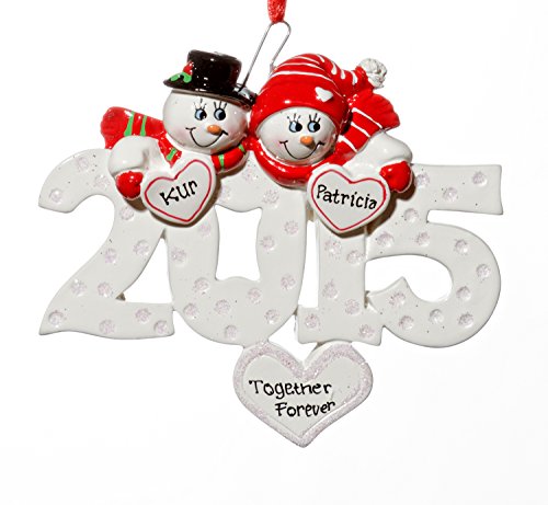 Couple Christmas Holiday 2015 Snow Couple Ornament-Free Name Personalized-Shipped In One Day