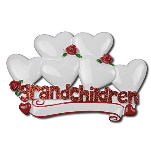 Grandchildren with 7 Hearts Personalized Christmas Tree Ornament