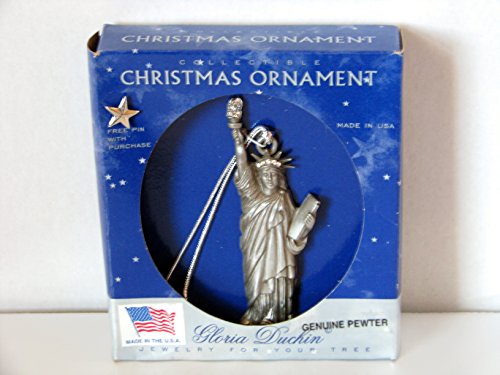 Gloria Duchin Collectible Pewter Statue of Liberty Christmas Ornament w/ Free Pin