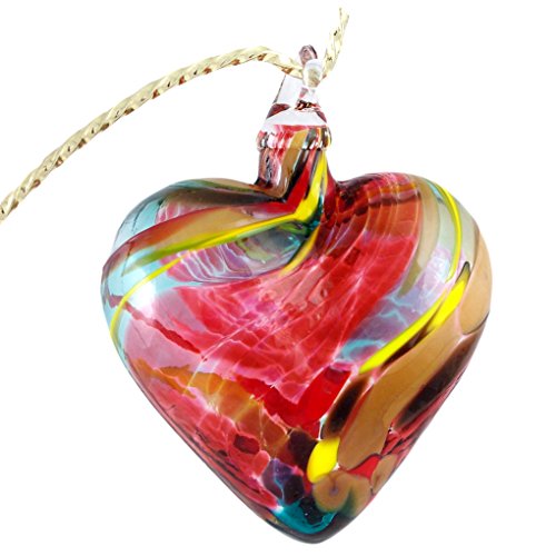 Glass Eye Studio Hand Blown Glass Heart Ornament – Magenta Lace