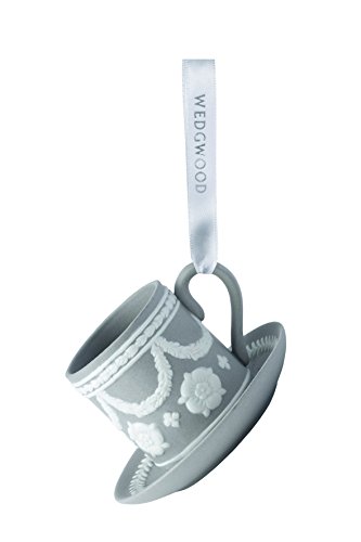 Wedgwood Teacup and Saucer Christmas Ornament, Grey