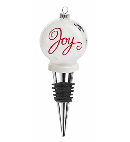 Frosted Glass Joy Ornament Wine Bottle Topper – By Ganz