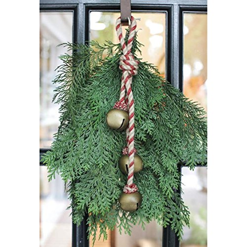 Braided Jute Rope Door Hanger w/ 3 Jingle Bells – 14-in