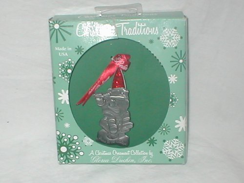 Christmas Traditions “Gnome for the Holidays” with Red Glimmering Hat Pewter Ornament with Red Ribbon.