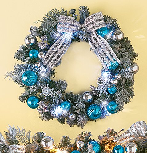 Lighted Christmas Glitter Snowflake Wreath