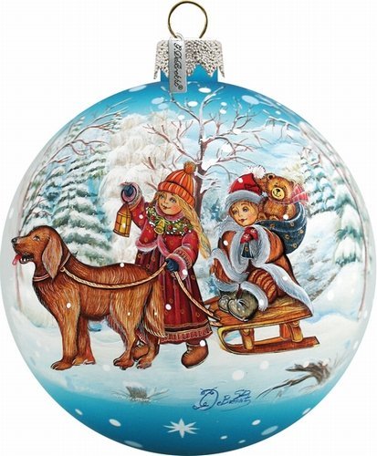 G. Debrekht Winter Kids Glass Ball Ornament, 3.5″