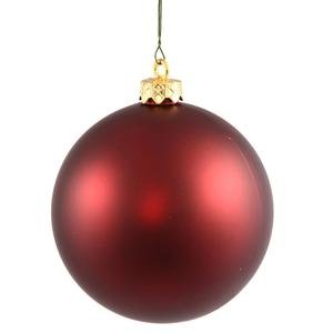 Vickerman Drilled UV Matte Ball Ornaments, 2.75-Inch, Burgundy, 12-Pack