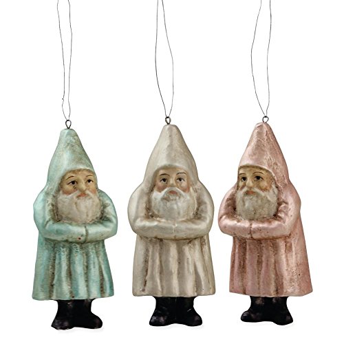 Bethany Lowe Pastel Belsnickel Santa Ornaments, Set of 3 Colors