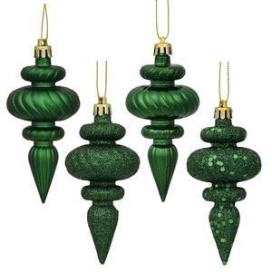 Vickerman Christmas Trees N500024 8-Piece Finial Assorted Ornament Set, 100mm, Emerald