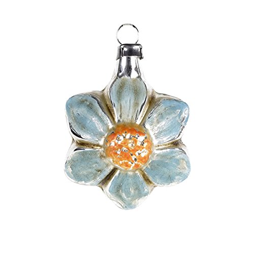 Vintage mouthblown Christmas Miniature glass ornament “Blue Bloom” by MAROLIN® Germany