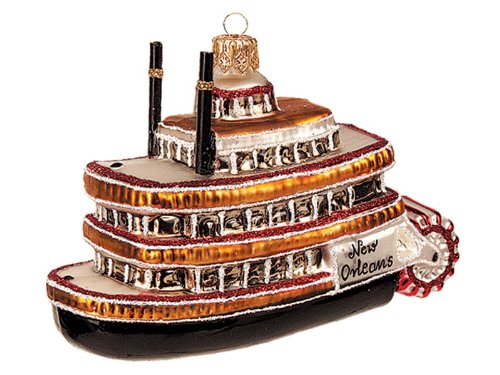 Mississippi Steamboat Polish Mouth Blown Glass Christmas Ornament