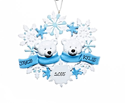 Couple Christmas Holiday Polar Bear Ornament-Free Name Personalized-Shipped In One Day
