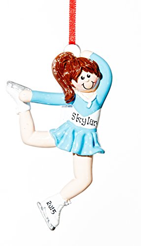 Personalized Christmas Ornament – Ice Skate Girl Brown – Free Names Added, Shipped Next Day