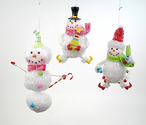 Christmas Holiday Cotton Snowman Ornaments Set of 3 (7″, 8″, 9″)