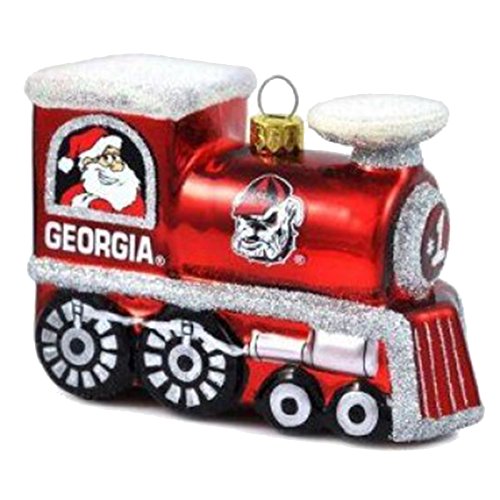 NCAA Georgia Bulldogs Blown Glass Train Ornament