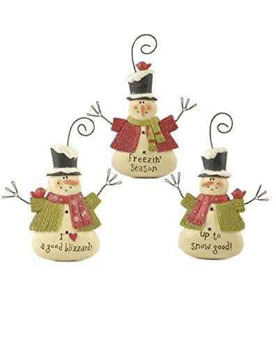 Blossom Bucket Blizzard/Freezin/Snowmen Ornaments Christmas Decor (Set of 3), 4″ High