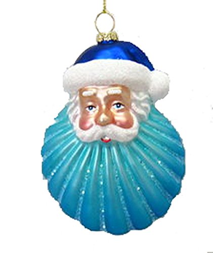 December Diamonds Blown Glass Embellished Seashell Santa Christmas Ornament