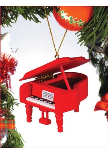Music Treasures Co. Red Grand Piano Christmas Ornament