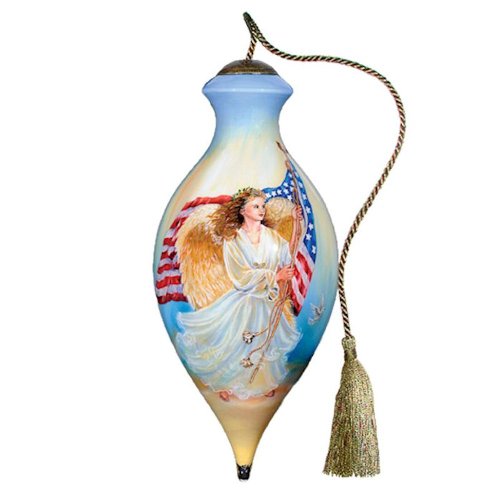 American Angel Hand Painted Glass Ornament
