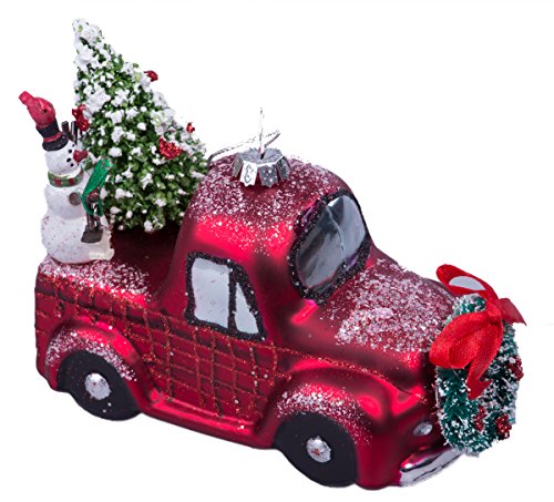 RAZ Imports Christmas Car and Truck Glass Ornaments – Set of 2