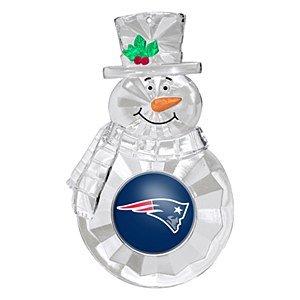 NFL New England Patriots Traditional Snowman Ornament, 4.5″, White