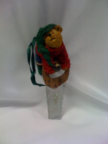 Boyds Resin Bearstone Cutter Bear Ornament (bear holds a saw)
