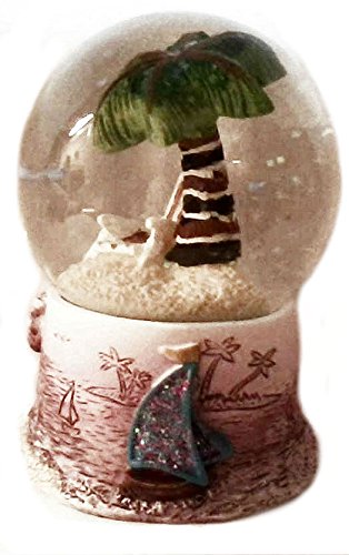 Beach, Sun, Palm Trees Snow/Water Globe – 65mm Resin with Tropical Accents