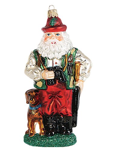 Hunting Santa Claus Polish Mouth Blown Glass Christmas Ornament