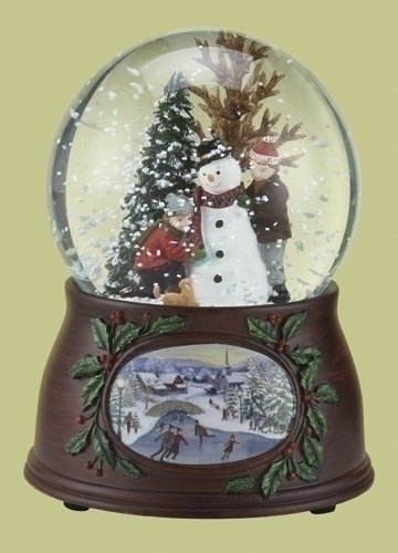 5.5″ Musical Snowman and Kids Winter Scene Christmas Snow Globe Glitterdome