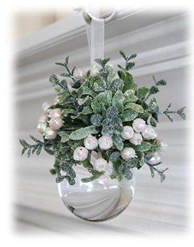 GANZ 4″ Kyrstal Kiss Ball Ornament, White, Décor Mistletoe – Wedding Acrylic Kissing Crystal-like KK62