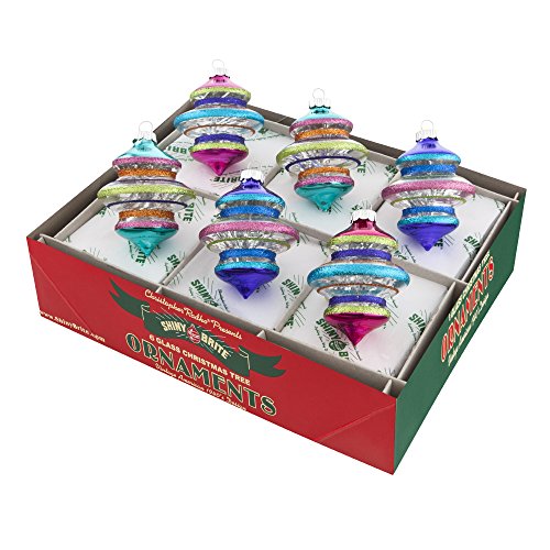 Shiny Brite Christmas Brites Clear Ornaments with Tinsel – Set of Six