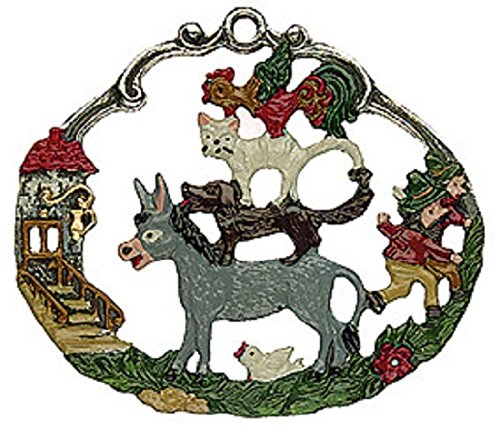 Bremen Town Musicians Folktale Double Sided German Pewter Christmas Ornament