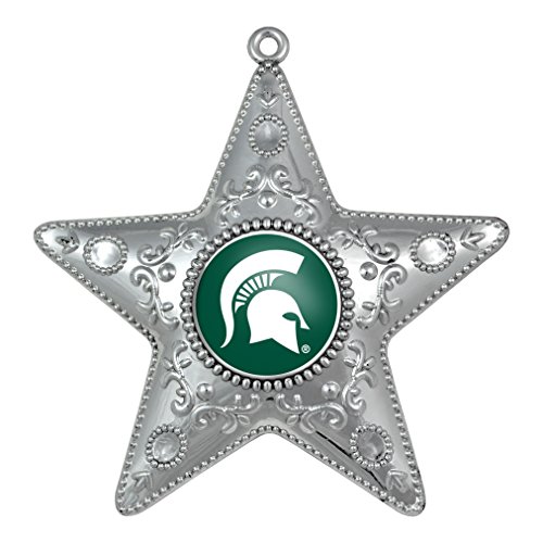NCAA Michigan State Spartans Silver Star Ornament, Small, Silver