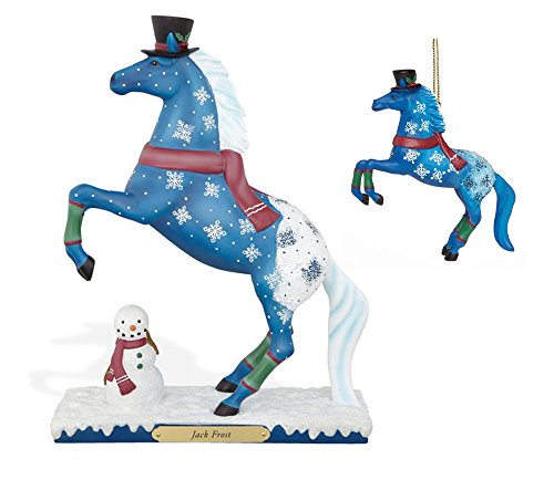 Trail of Painted Ponies Jack Frost Pony Figurine & Christmas Ornament Bundle Set