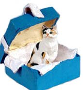 Calico Cat Unique Gift Box Christmas Ornament New