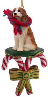 King Charles Cavalier Spaniel Dogs Candy Cane Christmas Ornament New