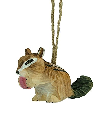 New Carved Chipmunk With Acorn Animal Nut Christmas Tree Ornament Creative Co-Op