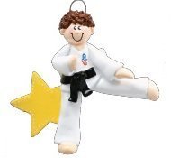 8273 Karate Boy Brown Hand Personalized Christmas Ornament by Rudolph and Me