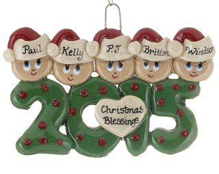 2015 Family Of 5 Personalized Christmas Tree Ornament