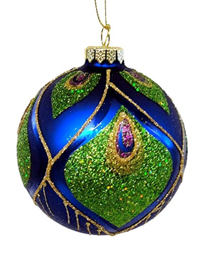 December Diamonds Blown Glass Peacock Design Christmas Ornament