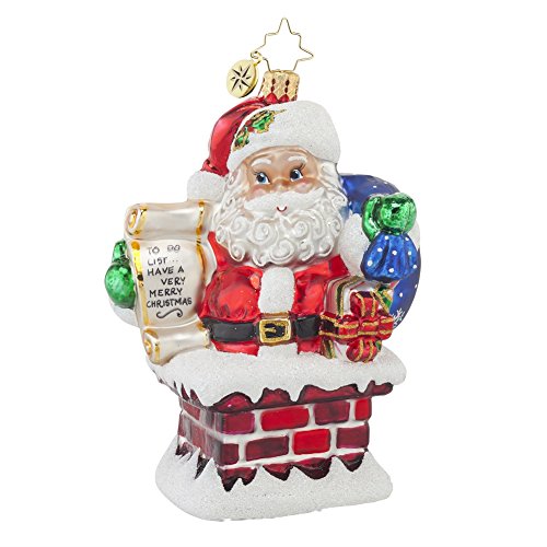 Christopher Radko Rooftop Checklist Santa Glass Christmas Ornament – 4.5″h.