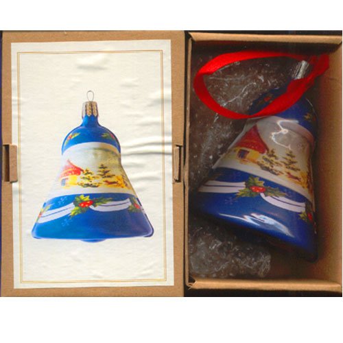 Thomas Pacconi Classic Vintage Style Tin Christmas Holiday Ornament Bell – Blue