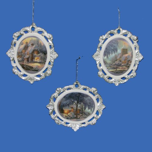 Kurt Adler 4″ Porcelain Thomas Kinkade Pierced Ornament W/image 3/asstd