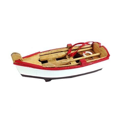 Wooden Rowboat Christmas Ornament – 4-in (Red)
