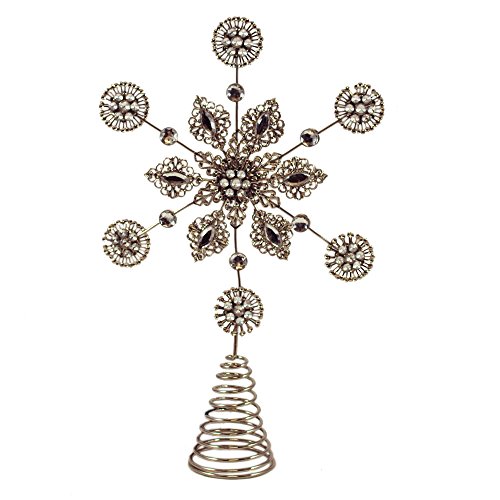 Metalwork Snowflake Christmas Tree Topper With Jewels And Pearls